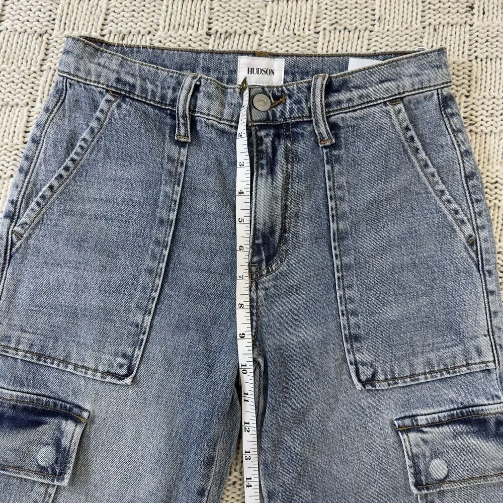 NWT Hudson Rosalie Avila High Waist Wide Leg Cargo Jeans Women 26 Light Wash